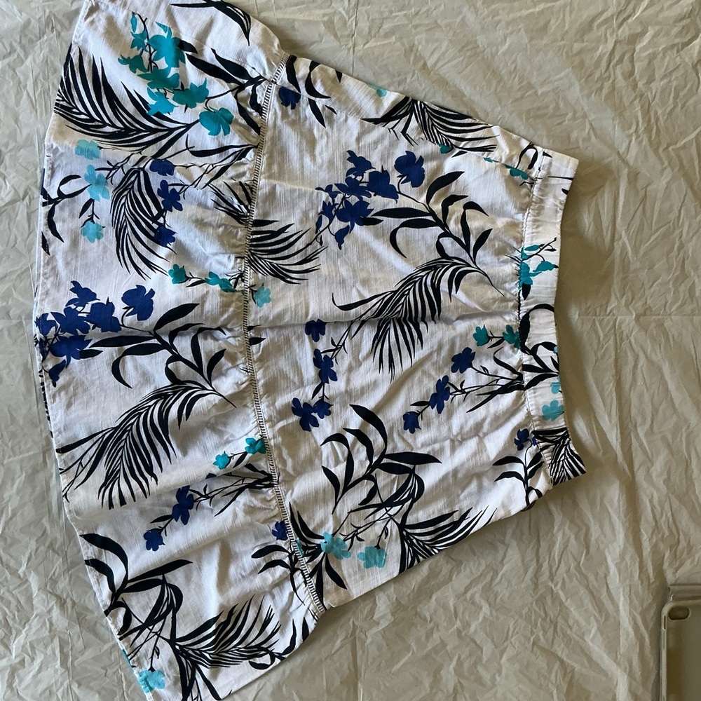 Liz Claiborne Floral Skater Skirt - White and Blue